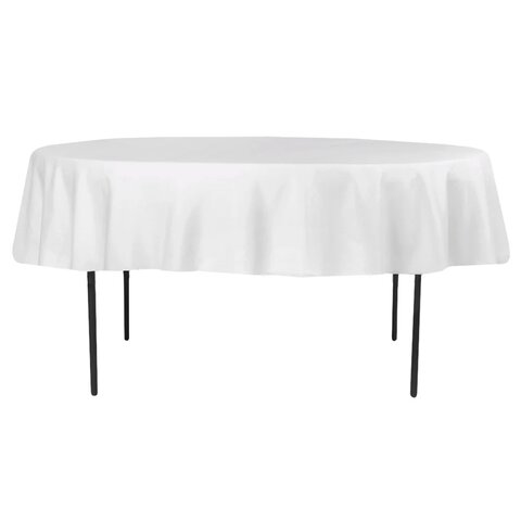 Round 90in White Cotton Table Cloth